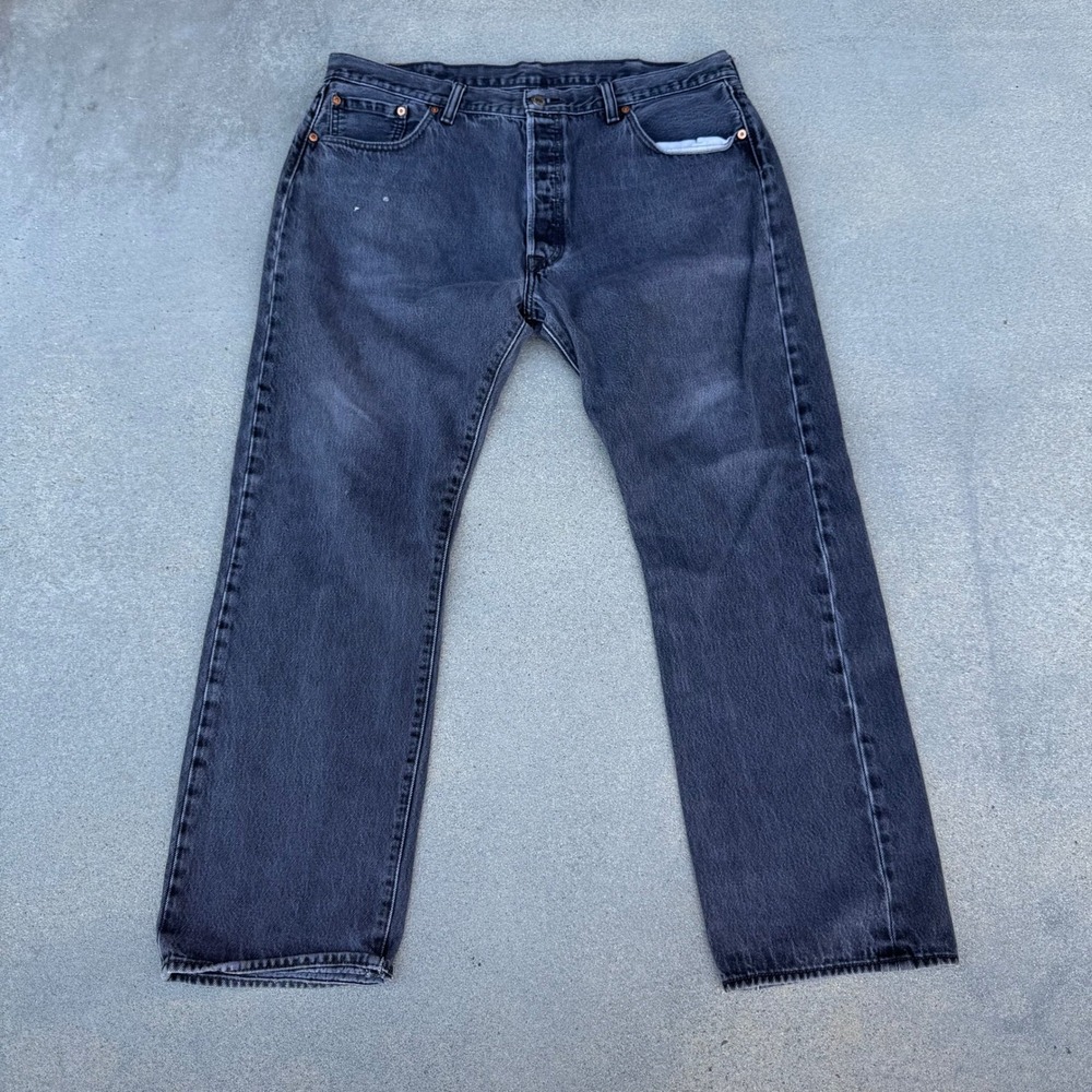 Levi's 501 Original Fit Jeans Mens 40x32 Faded Black Button Fly Denim